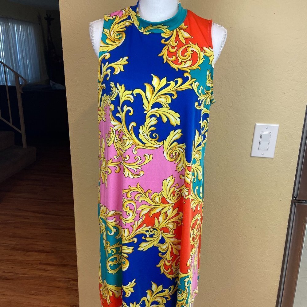 TIANA B. Bright Print Sleeveless Summer Dress Size L